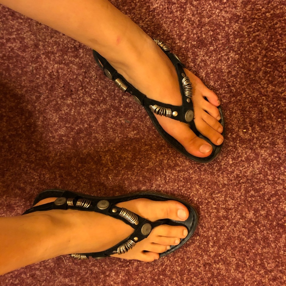 Coin embellished sandals / flip flops